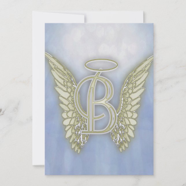 Letter B Angel Monogram Invitation (Front)