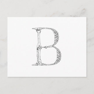 Letter B Bone Initial Postcard