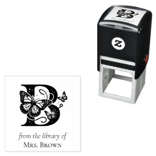 Letter B Butterfly Monogram From the Library Of Self-inking Stamp