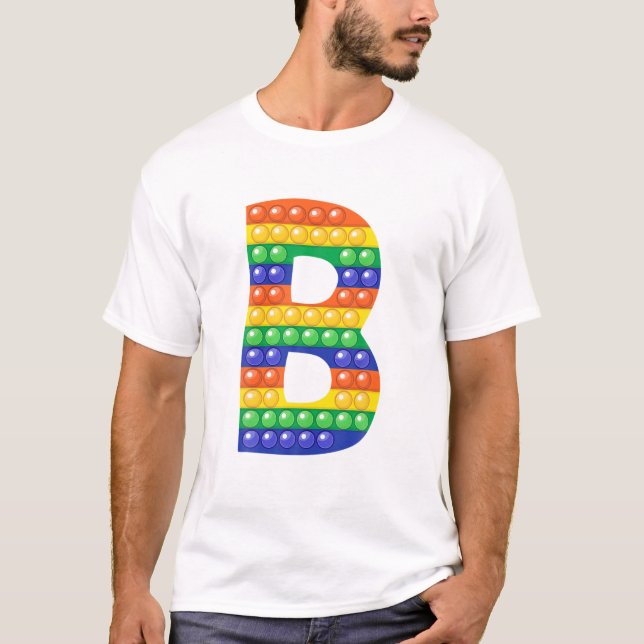 Letter B Capital Alphabet Fidget Pop It Funny Matc T-Shirt (Front)