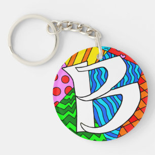 Letter B colourful doodles Keychain