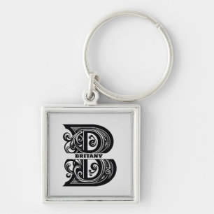 Letter B Custom Monogram Keychain