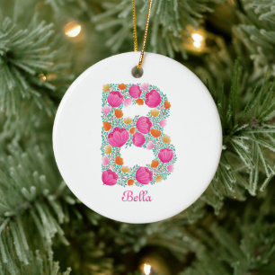 letter B customized ceramic ornament