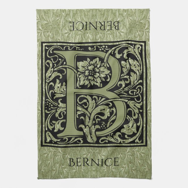 Letter B First Letter Monogram Kitchen Towel (Vertical)