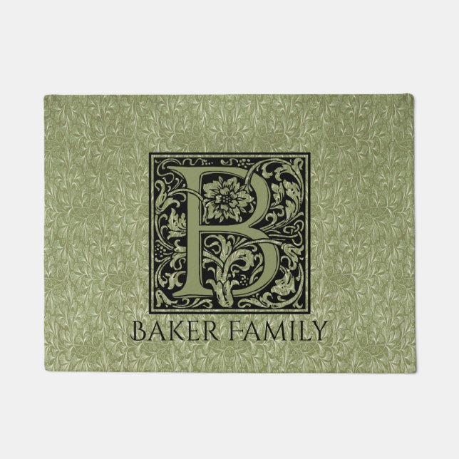 Letter B First Letter Monogram Personalized Doormat (Front)