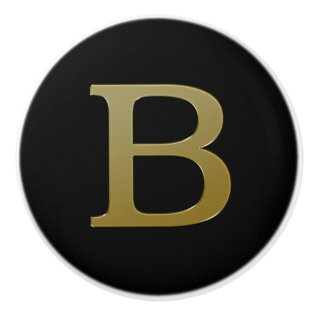 Letter B Gold Ceramic Knob (Front)