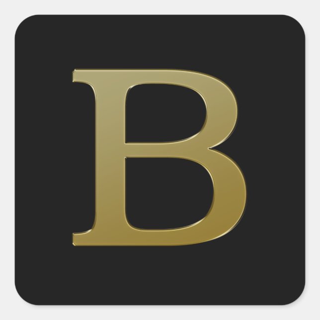 Letter B Gold Square Sticker (Front)