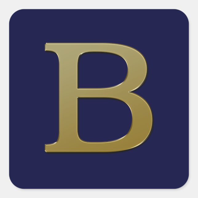 Letter B Gold Square Sticker (Front)