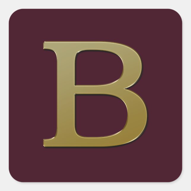 Letter B Gold Square Sticker (Front)