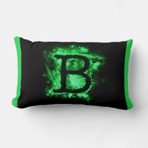 Letter B Green Capital Alphabet Lumbar Pillow