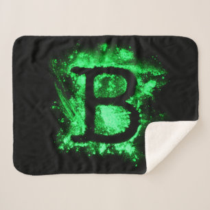 Letter B Green Capital Alphabet Sherpa Blanket