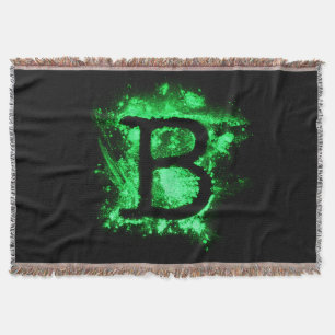 Letter B Green Capital Alphabet Throw Blanket