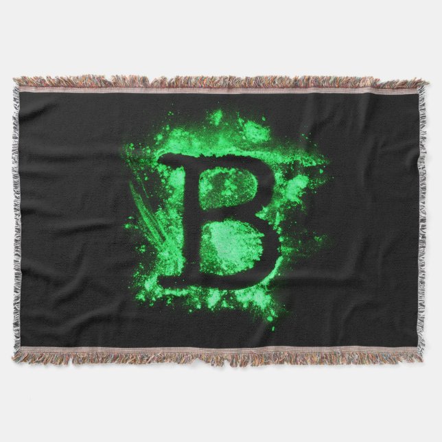 Letter B Green Capital Alphabet Throw Blanket (Front)
