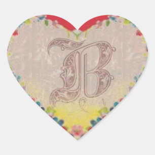Letter B Heart Sticker