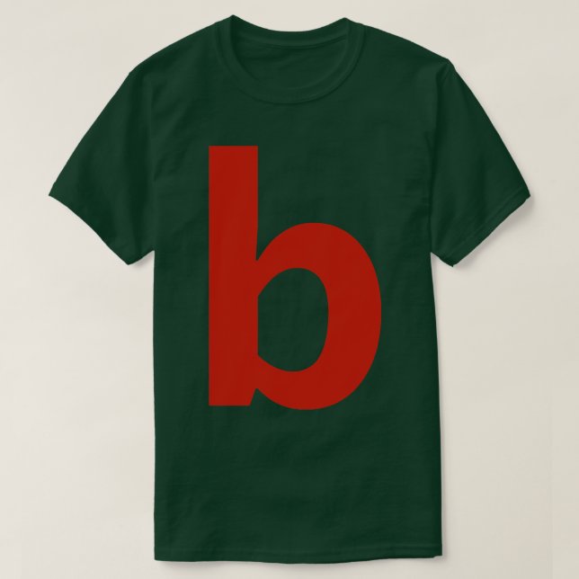 Letter b in Red Text Minimal Typography T-Shirt (Design Front)