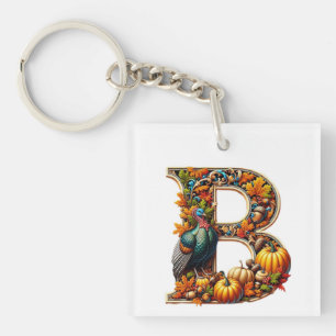 Letter B in Thanksgiving style Keychain
