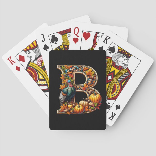Letter B in Thanksgiving style Playing Cards (Back)