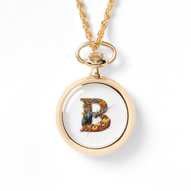 Letter B in Thanksgiving style Watch (Front)