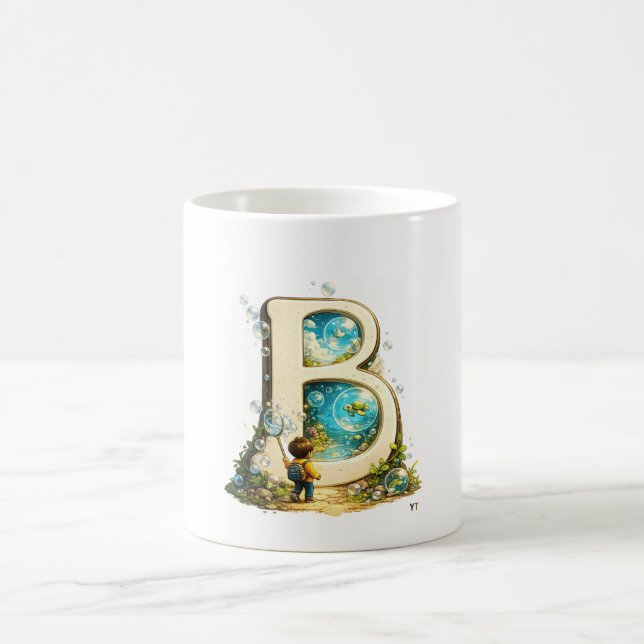 Letter B Initial Mug | Watercolor Alphabet Gift (Center)
