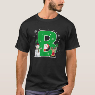 Letter B Initial Name Alphabet Monogram Santa Chri T-Shirt