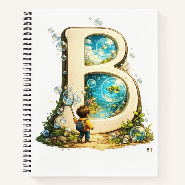 Letter B Initial | Watercolor Alphabet Gift Notebook (Front)