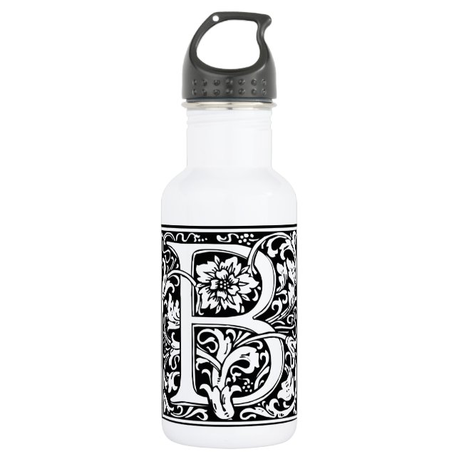 Letter B Medieval Monogram Art Nouveau 532 Ml Water Bottle (Front)