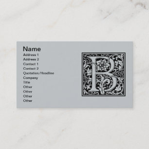 Letter B Medieval Monogram Art Nouveau Business Card