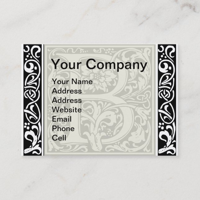 Letter B Medieval Monogram Art Nouveau Business Card (Front)