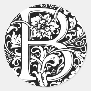 Letter B Medieval Monogram Art Nouveau Classic Round Sticker