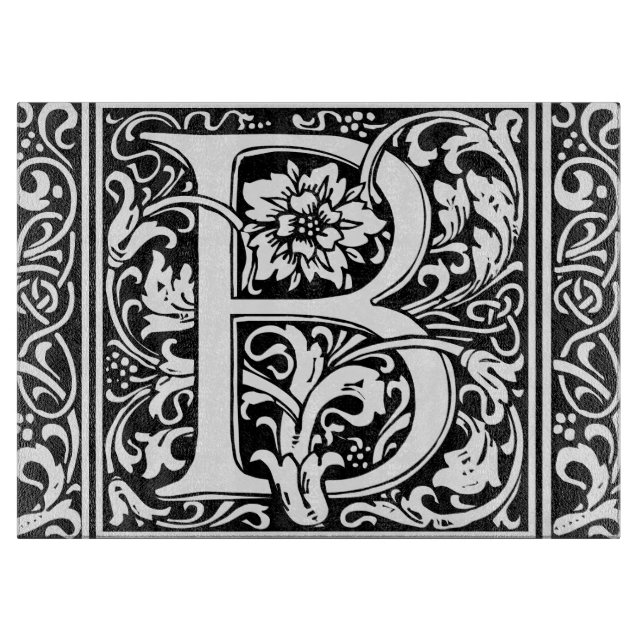 Letter B Medieval Monogram Art Nouveau Cutting Board (Front)