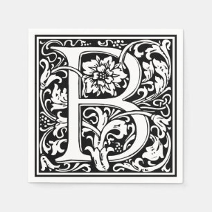 Letter B Medieval Monogram Art Nouveau Napkin