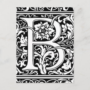 Letter B Medieval Monogram Art Nouveau Postcard