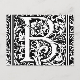 Letter B Medieval Monogram Art Nouveau Postcard
