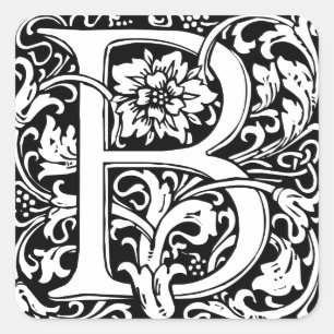 Letter B Medieval Monogram Art Nouveau Square Sticker
