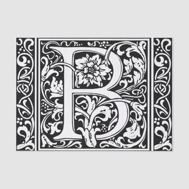 Letter B Medieval Monogram Art Nouveau Tissue Paper (Front)