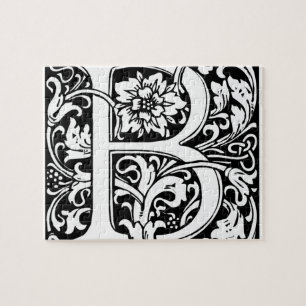 Letter B Medieval Monogram Vintage Initial Jigsaw Puzzle