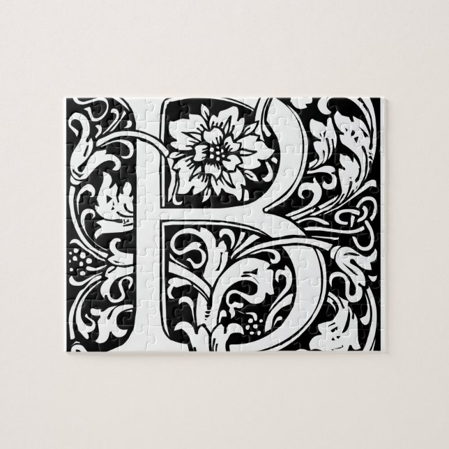 Letter B Medieval Monogram Vintage Initial Jigsaw Puzzle (Horizontal)