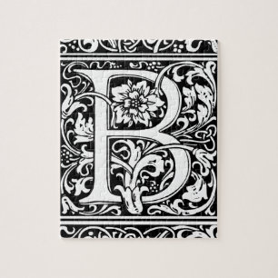 Letter B Medieval Monogram Vintage Initial Jigsaw Puzzle