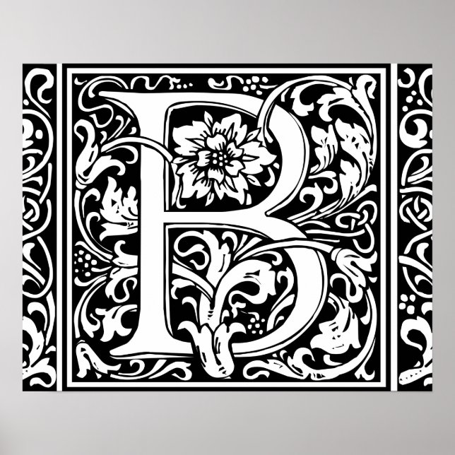 Letter B Medieval Monogram Vintage Initial Poster (Front)