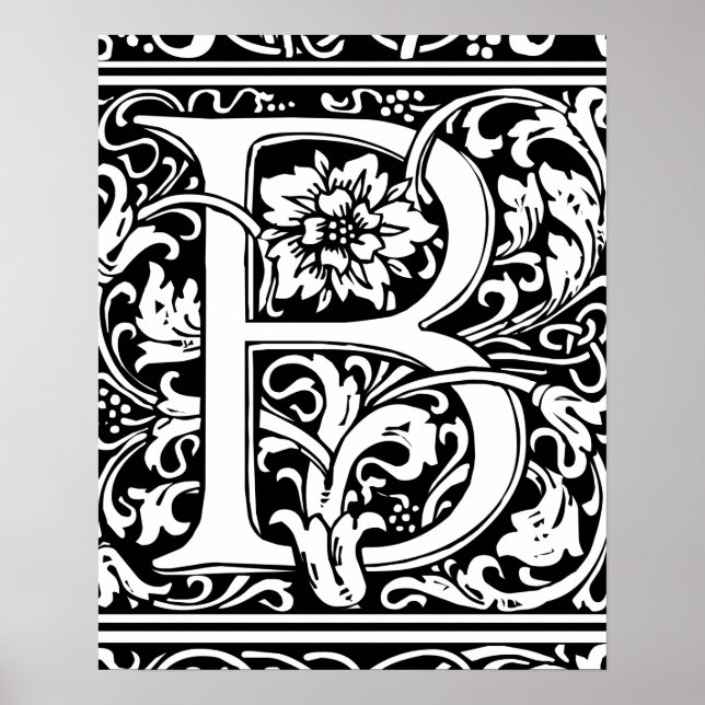 Letter B Medieval Monogram Vintage Initial Poster (Front)