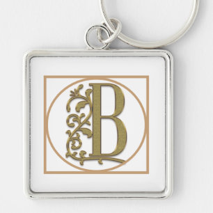 LETTER B MONOGRAM Beautiful Wedding New Home Gift Keychain