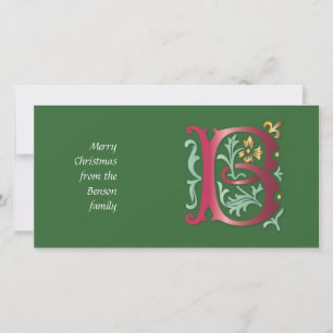 Letter B Monogram Fleur de lis Holiday Card