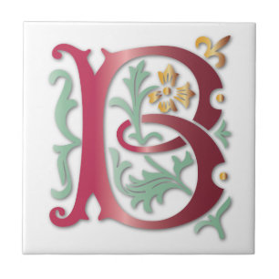 Letter B Monogram Fleur de lis Tile