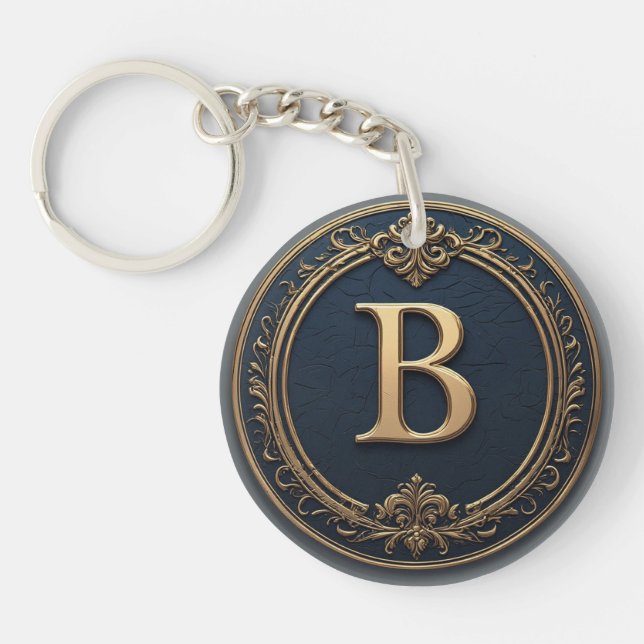 🔷 Letter B Monogram Gift For Him 🔑 Keychain (Front)
