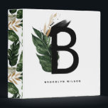 Letter B Monogram | Gold Foil Tropical Monogram Binder<br><div class="desc">Customizable letter B monogram binder featuring watercolor tropical leaves with faux gold foil and watercolor brush accents. Personalize this monogram binder by adding your name or other details. This letter B monogram binder will be perfect as a gift. Other letters are available.</div>
