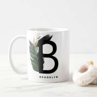 Letter B Monogram Gold Foil Tropical Personalized