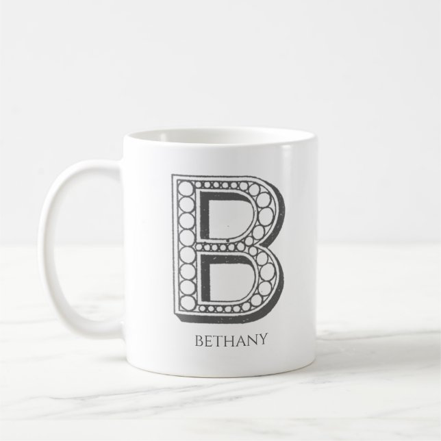 Letter B Monogram Modern Name  Coffee Mug (Left)