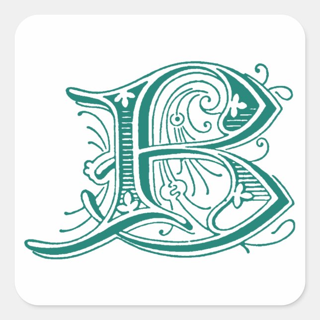 Letter B Monogram Square Sticker (Front)