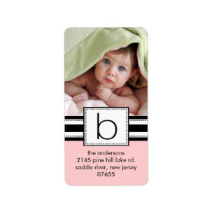 Letter B Monogram Vertical PHOTO Address Labels. Label