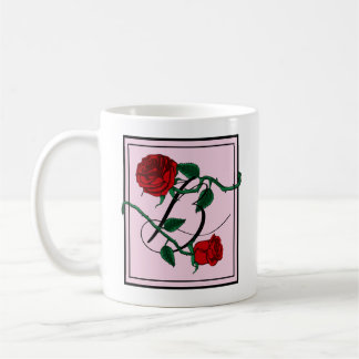 Letter B Monogram with Red Roses Coffee Mug